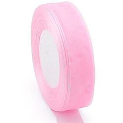 Стрічка органза 2,5 см Рожевий світлий 1 рулон +-45 м