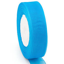 Стрічка органза 2,5 см Блакитний яскравий 1 рулон +-45 м