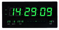 Настенные Электронные часы с календарем, термометром и будильником CAIXING CX4622 зеленый (12шт)