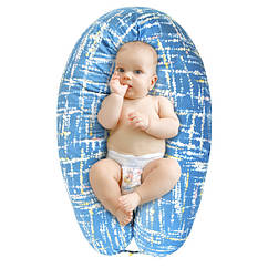 Подушка для вагітних та годування U-подібної форми ТМ PAPAELLA 30х190 см з гудзиком акварель денім