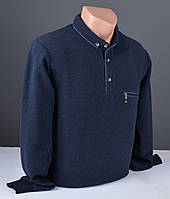Мужской джемпер | мужской свитер T-Ring с воротником тёмно-синий Турция 9221