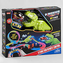 Трек перегоновий 164, 143 деталі, великий купальний динозавр, авто зі світлодіодами, розвідний міст