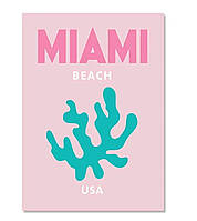 Скандинавский постер з коттону MIAMI beach USA 40 х 60 см