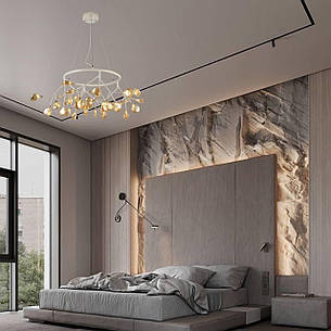 Біла кругла люстра з скляних пелюсток на 36 ламп Petals (918-LP263-36 WH+BR), фото 3