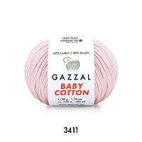 Пряжа Gazzal Baby Cotton 3411 Ніжно-рожевий