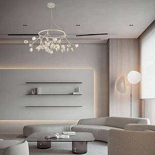 Біла кругла люстра з скляних пелюсток на 36 ламп Petals (918-LP263-36 WH+CL), фото 3