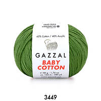 Пряжа Gazzal Baby Cotton 3449 Зелений