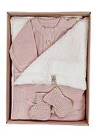 Набор для младенцев (плед, человечек, пинетки) Art Knit розовый
