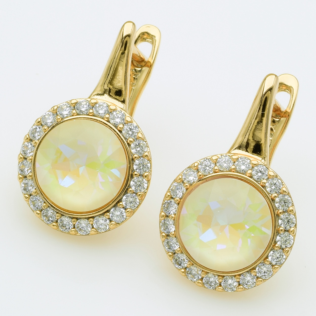 XUPING Серьги Позолота 18к Камни Swarovski Высота 2см, Ширина 1.3см