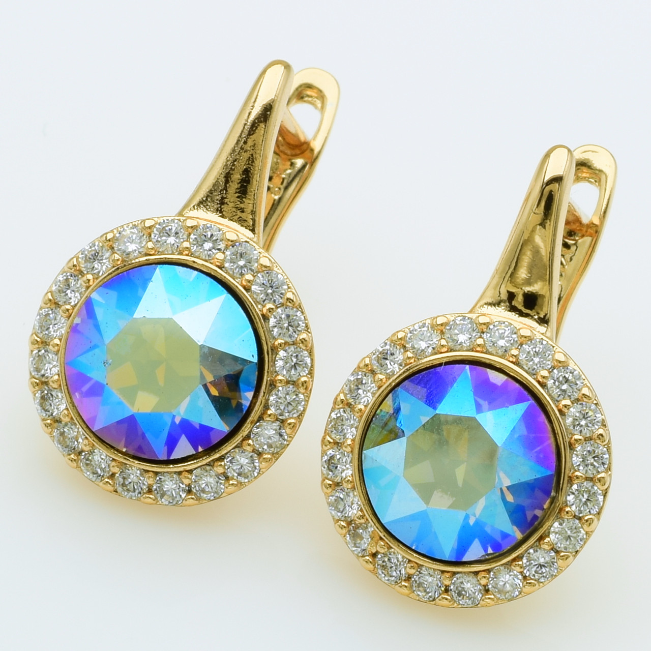 XUPING Серьги Позолота 18к Камни Swarovski Высота 2см, Ширина 1.3см