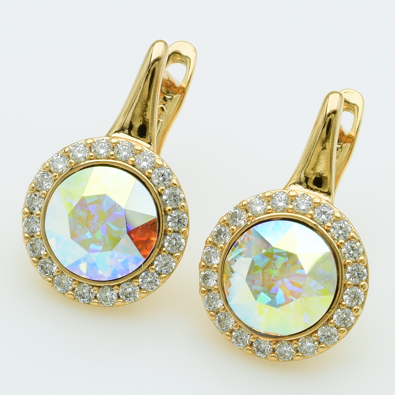 XUPING Серьги Позолота 18к Камни Swarovski Высота 2см, Ширина 1.3см