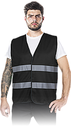Жилет сигнальний чорний зі світловідбивними смугами REIS KOS-COLOR B