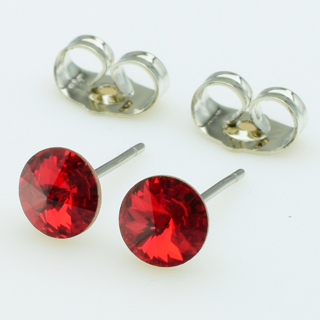 XUPING Сережки Родій Камені Swarovski "Light Siam" Висота 0.6см, Ширина 0.6см