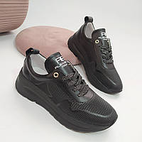 Кросівки жіночі чорні натуральна шкіра /22133/ 38р