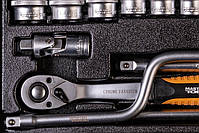 Набір насадок торцевих MasterTool 78-4125 PROFI, CrV 1/2" 10-32 мм, тріскачка 72Т, 24 шт мет. кейс, фото 7