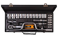 Набір насадок торцевих MasterTool 78-4125 PROFI, CrV 1/2" 10-32 мм, тріскачка 72Т, 24 шт мет. кейс, фото 9