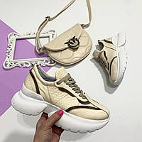 Кросівки жіночі шкіряні бежеві /22159/ 39р