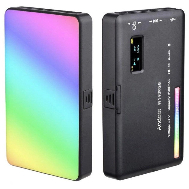 Світлодіодна прямокутна RGB Led-лампа для студійного освітлення W140RGB для фото та відеознімання 11.5х7 см, фото 1