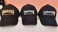 Молодёжная бейсболка (кепка) классическая с надписью "Thrasher" | черная