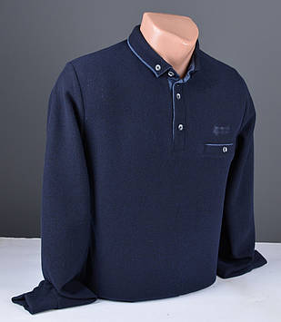 Чоловічий светр великого розміру | чоловічий джемпер з коміром темно-синій Туреччина 9224 Б