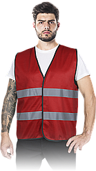 Жилет сигнальний червоний зі світловідбивними смугами REIS KOS-COLOR C