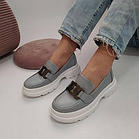 Туфлі жіночі шкіряні сірі /22136/ 39р