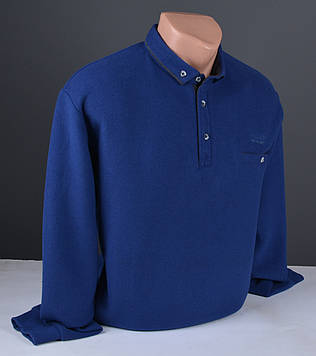 Чоловічий светр великого розміру | чоловічий джемпер з коміром синій Туреччина 9226 Б
