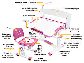 Комплект стіл-парта і стілець зростаючий для дітей школярів і дошкільнят | Evo-kids BD-10 (з лампою), фото 2