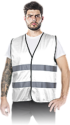 Жилет сигнальний білий зі світловідбивними смугами REIS KOS-COLOR W