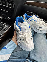 Обувь женская текстильна Баленсиага Уличные женские кроссовки с синими вставками Balenciaga Track White/Blue. 36