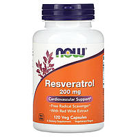 Now Foods, Натуральный ресвератрол, 200 мг, Natural Resveratrol, 120 растительных капсул