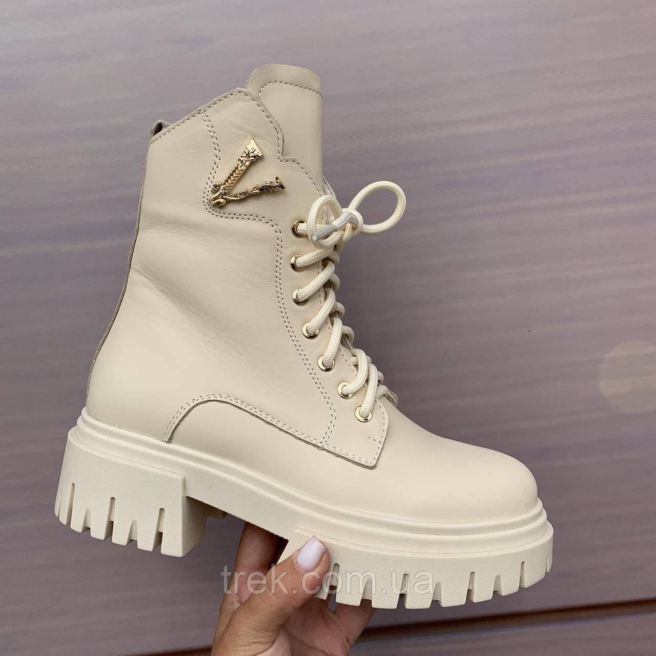 Черевики жіночі зимові шкіряні бежеві /23239/ 36р, фото 1