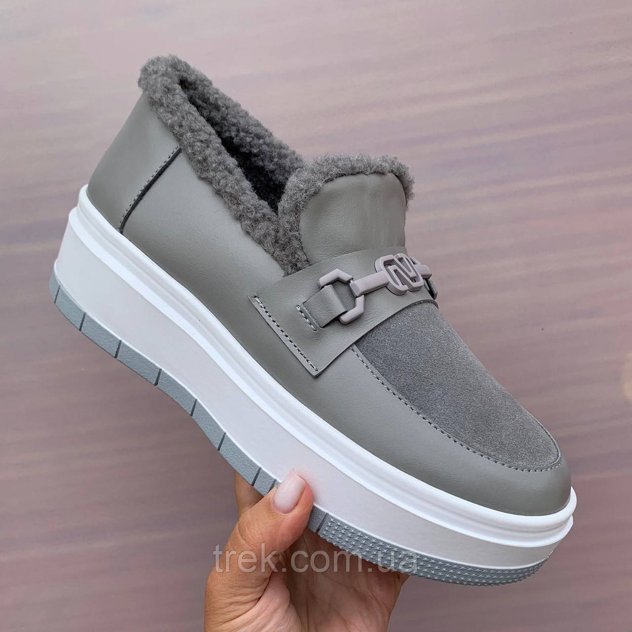 Черевики жіночі зимові замшеві сірі /23243/ 38р, фото 1