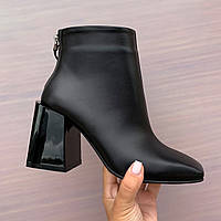 Черевики жіночі на каблуку шкіряні чорні /23242/ 39р