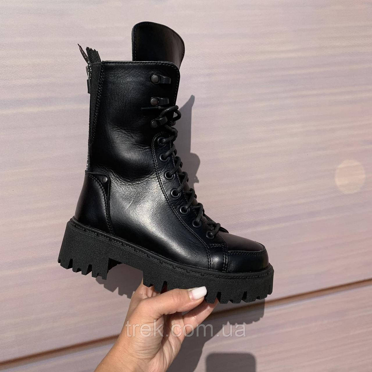 Черевики жіночі зимові шкіряні чорні /23275/ 32р, фото 1