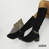 Чоботи жіночі зимові чорні замшеві /22020/ 37р