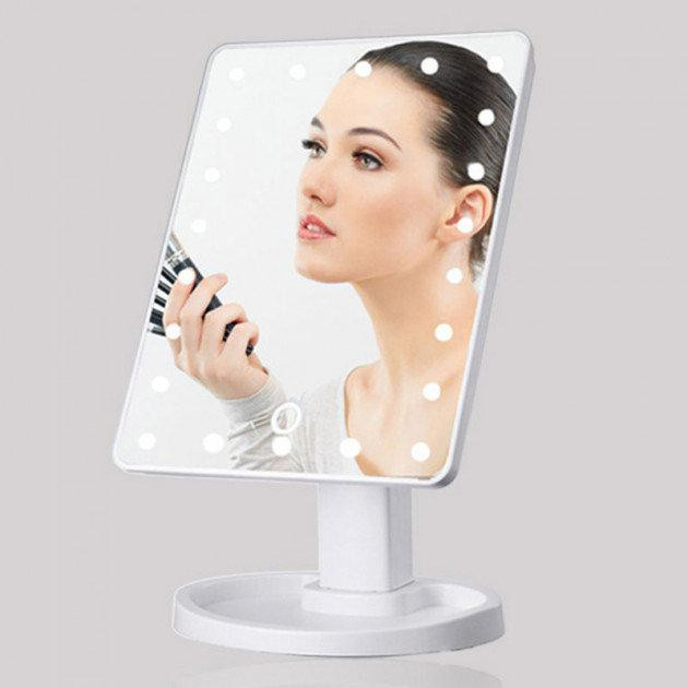 Дзеркало для макіяжу з 16 LED-підсвіткою Mirror White. PC-225 Колір: білий melmil