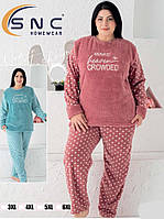 Флісова піжама жіноча в горошок Великі розміри 3XL-6XL Туреччина