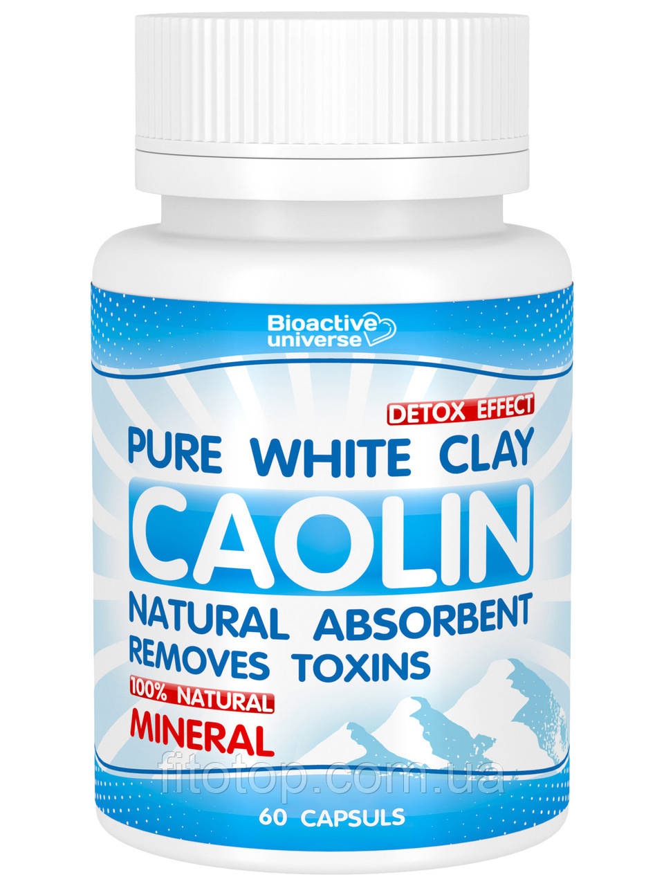 Біла глина (Каолін) у капсулах №60, очищення організму, у разі отруєння, інтоксикації, фото 1