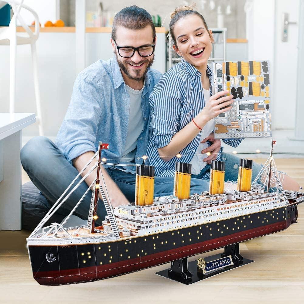 Титанік 3Д пазл модель з LED-вогнями CubicFun Titanic 3D LED Puzzle, фото 1