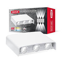 Светлодиодный накладной фасадный светильник MAXUS MAXUS MWL 6W 3CCT IP65 WH Square белый