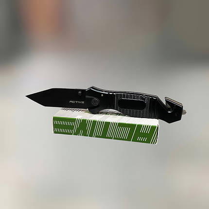 Складаний армійський ніж Active Lifesaver, колір – Чорний, нержавіюча сталь, складаний ніж для військових, фото 1