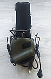 Активні навушники тактичні олива з мікрофоном та оголів'ям Earmor M32H MOD3 Helmet Version | Ranger Green, фото 4