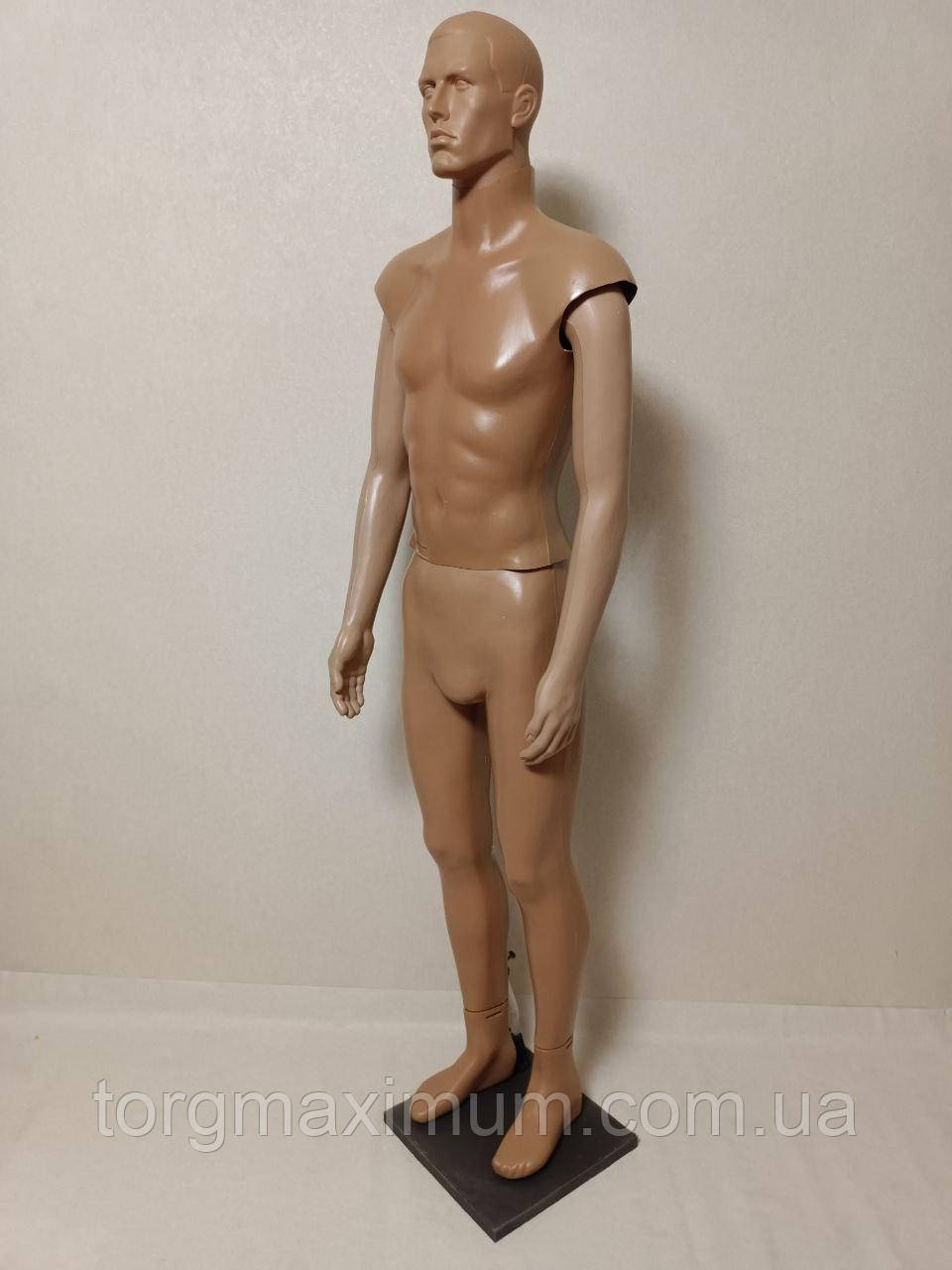 Манекен чоловічий тілесний у повний ріст сбірний на ПВХ підставці, фото 1