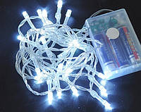 Гирлянда 30( LED) 3 м, белий холодный, силиконовый провод, на батарейках