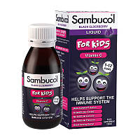 Натуральные добавки для детей Black Elderberry Liquid For Kids + Vitamin C (120 ml), Sambucol Амур