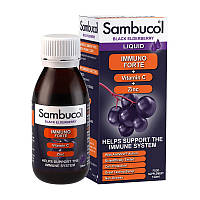 Спортивна харчова добавка з вітаміном С та цинком для імунної системи Immuno Forte + Vitamin C + Zinc Liquid (120 ml), Sambucol