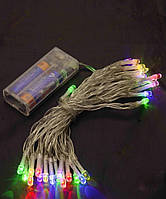 Гирлянда 30( LED) 3 м , разноцветная, силиконовый провод, на батарейках