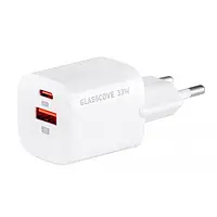 Адаптер живлення для телефона Glasscove TC-099BPQ33 White (GAN 2 порта TYPE-C + USB 3A 33W (00555) )