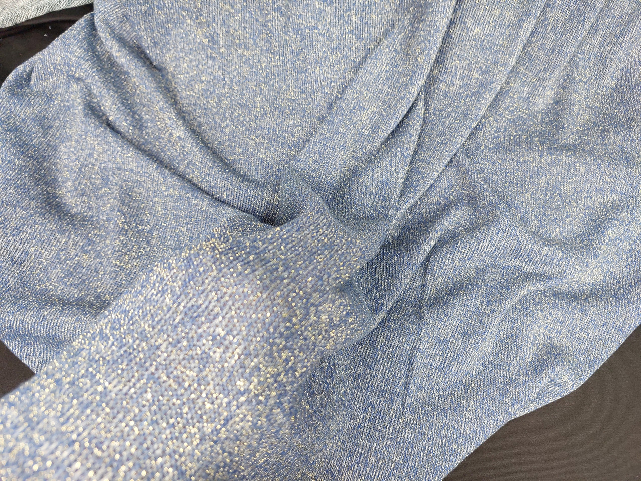 Тканина ангора , блакитний з золотим люрексом. (шир.-1,35 м ), фото 1